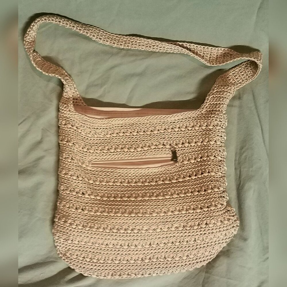 Macramé Type Lined Shoulder Bag Purse